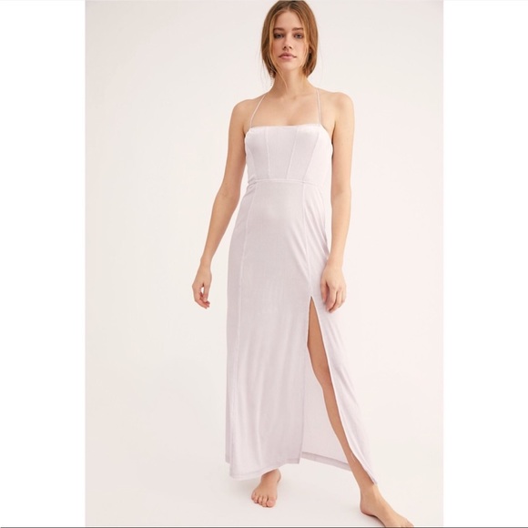 Free People Lilac All I Need Velvet Maxi Dress- size small - Picture 2 of 7